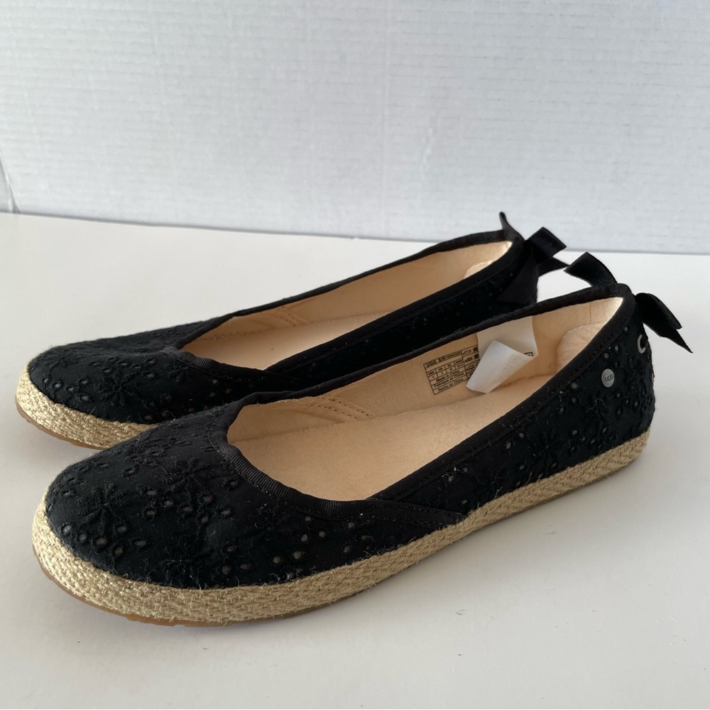 UGG Tassey Eyelet Black Flats Size 4US